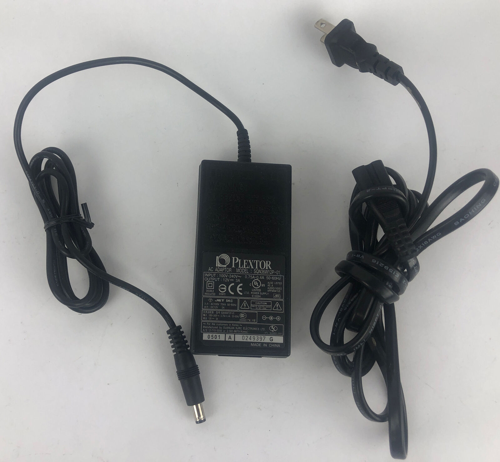 Plextor AC Adaptor Power Supply Charger Transformer Model SQN36W12P-01 12V A28 Compatible Brand: For Plextor Connectio - Click Image to Close